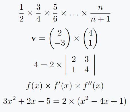 How to use multiplication symbol in LaTeX?