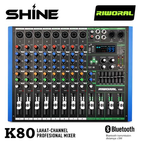 RIWORAL 8 Channel Professional Mixer 99 DSP Reverberation Effects 48V