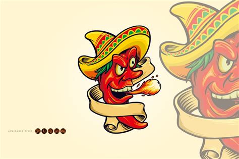 Red Chili Flavour With Mexican Sombrero Hat Buy T Shirt Designs