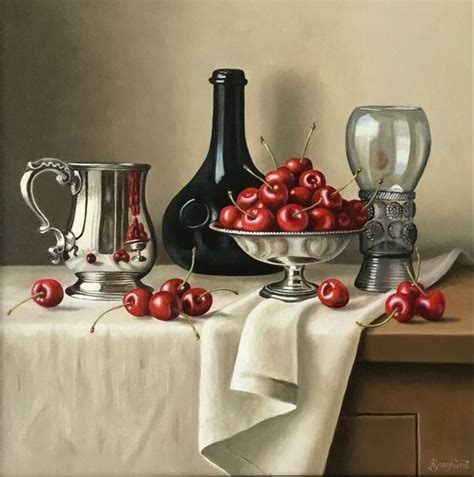 Anne Songhurst Still Life with Cherries Картины маслом Композиция