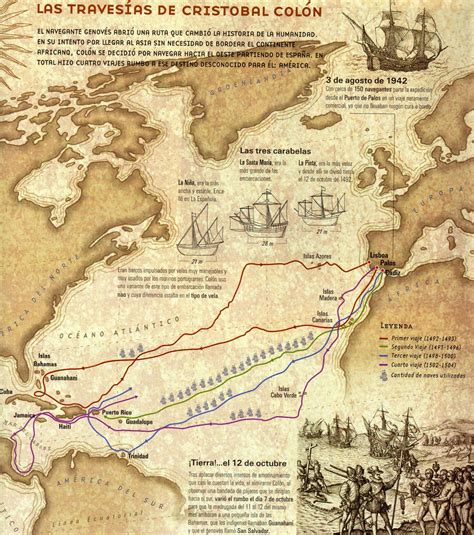 Rutas De Los 4 Viajes De Colon Chefli