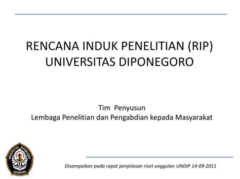 Ppt Rencana Induk Penelitian Rip Universitas Diponegoro Powerpoint