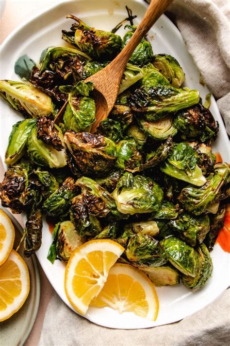 Crispy Maple Brussel Sprouts Air Fryer With Maple Lemon Glaze}