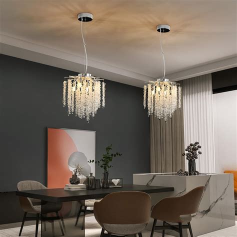 Upfelw Modern Crystal Branch Chandelier D Silver Luxury Round Tree