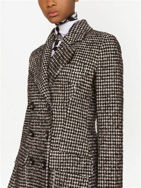 Dolce Gabbana Houndstooth Double Breasted Coat Farfetch