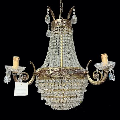 Lampadario Stile Antico Impero Con Cristallo Swarovski E Oro Classico