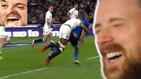 Forsen Reacts Biggest Rugby Hits Brutal Rugby Hits YouTube