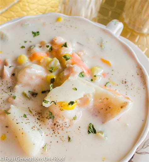 Easy Seafood Chowder Crock Pot Four Generations One Roof