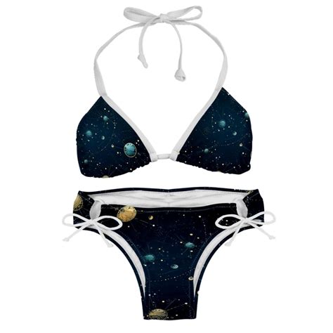 Cancer Constellation Adjustable Strap Bikini Set With Detachable Sponge