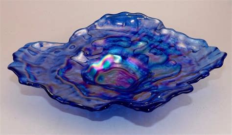 Beautiful Murano Art Glass Carnival Iridescent Oyster Shell Dish Italian Blue Ebay Glass Art