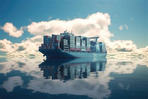 Premium Ai Image Business Logistics Concept Container Ship At Sea