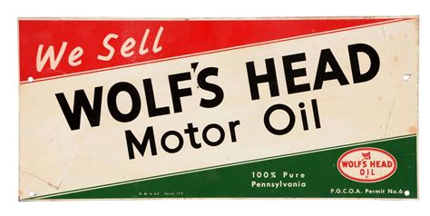 Lot Detail WOLF S HEAD MOTOR OIL TIN RACK SIGN