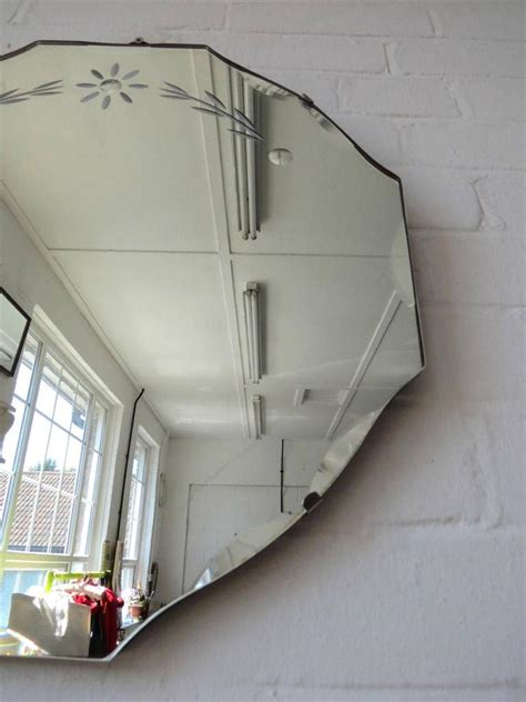 Vintage Round Bevelled Edge Wall Mirror Art Deco Bevel Edge Mirror Ebay