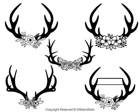 Floral Hirsch Geweih SVG Bundle Transparente Geweih Schnitt Dateien