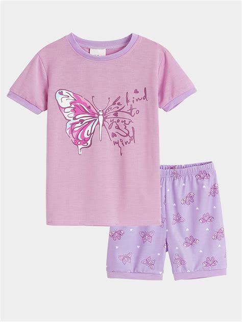 Myfav Young Girls Pajama Cute Cat Pattern Nighty Comfy Shorts Clothes