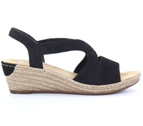 Rieker Wedge Sandals 62429 00 Black Stilettoshopeu Webstore