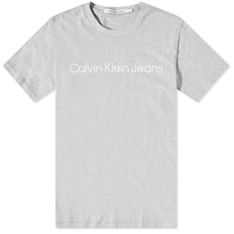 Calvin Klein Institutional Logo Slim T Shirt Light Grey Heather