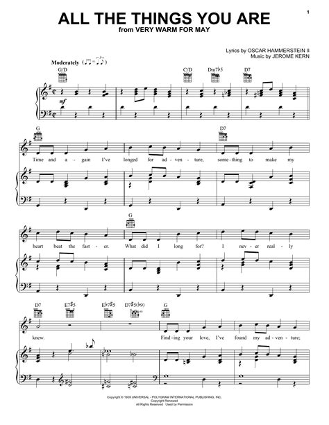 Jerome Kern All The Things You Are Sheet Music Notes Download Printable Pdf Score 60884