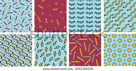 Set Memphis Patterns Wallpaper Backgrounds Modern Stock Vector (Royalty ...