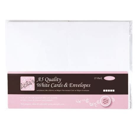 Anita's 25 Pack Cards and Envelopes A5 White - Card Making & Paper Crafting from Crafty Arts UK