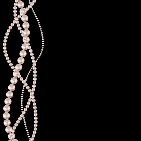 Realistic Beauty Strings Of Pearls On Black Background Vector