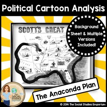 Political Cartoon Analysis Activity: Civil War Anaconda Plan | TPT