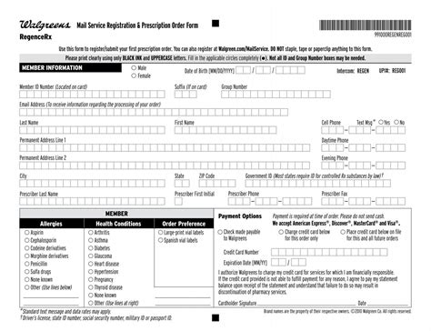 Walgreens Member Registration And Mail Service Order Form Pdf