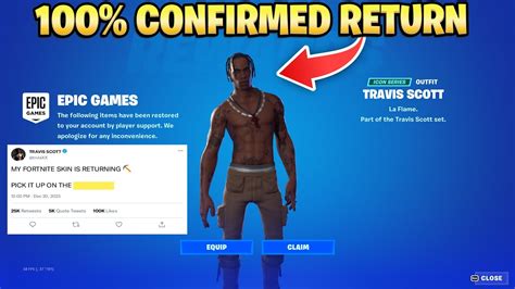 Travis Scott Skin Return Release Date Travis Scott Coming Back To Fortnite Chapter 5 Youtube