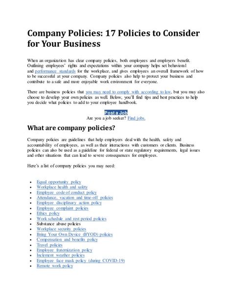 Company policies | PDF