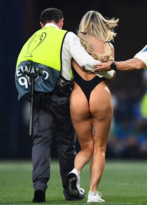 Champions League Streaker Kinsey Wolanski Strips Into Tiny Bikini And