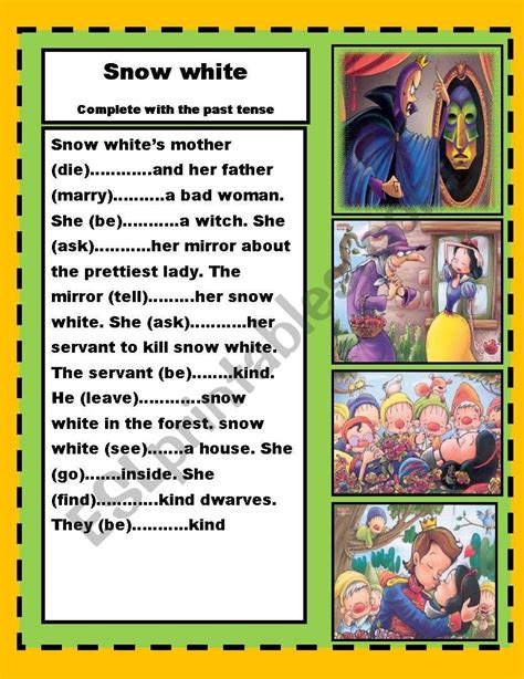 Snow White Past Tense ESL Worksheet By Super Man