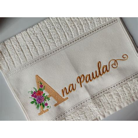 Toalha Bordada Inicial Floral Personalizada Nome Shopee Brasil