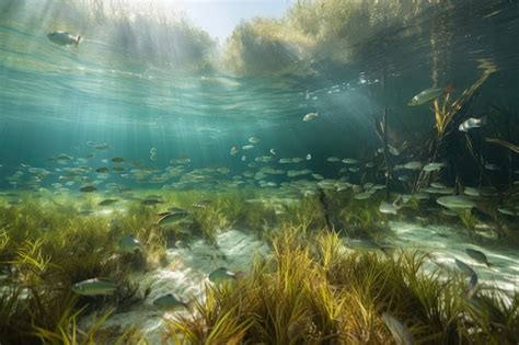 Premium Ai Image Seagrass Meadow With Schools Of Fish Swimming Among