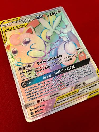 Carta Pokemon Aliados Mega Lopunny E Jigglypuff Gx Rainbow Frete Gr Tis