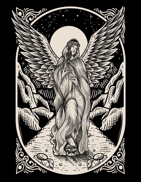 Illustration Vintage Angel With Engraving Style 13487827 Vector Art At Vecteezy