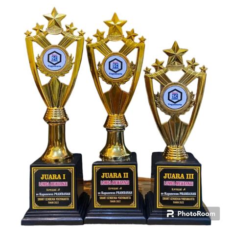 Jual Piala Tropy Kejuaraan Satu Set Isi 3 Juara 123 Custom Nama