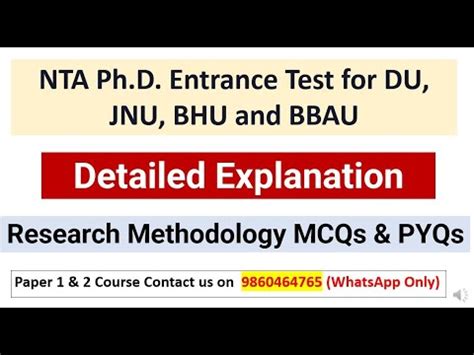 Cuet Phd Entrance Test Research Methodology Mcqs Pyqs Cuet