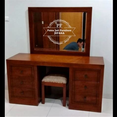 Jual Meja Rias Minimalis Cermin Tolet Kayu Jati Mebel Murah Shopee