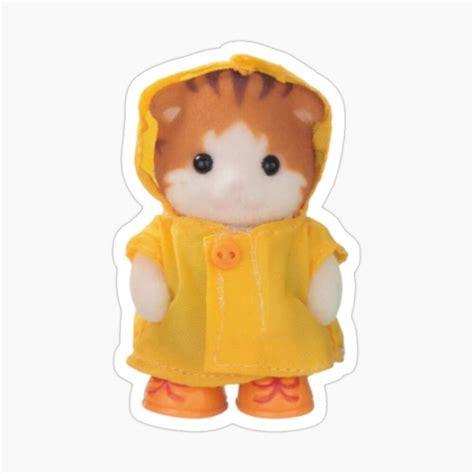 Orange Cat Raincoat Calico Critter Sticker For Sale By Purpletooths