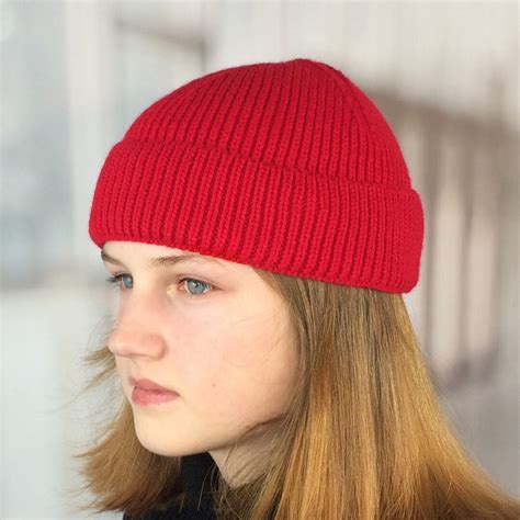 Red Fisherman Beanie Wool Knitted Dockers Beanie Hat Boyfriend