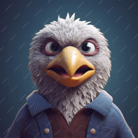 Premium Ai Image 3d Cartoon Eagle Portrait Wearing Clothes Standing