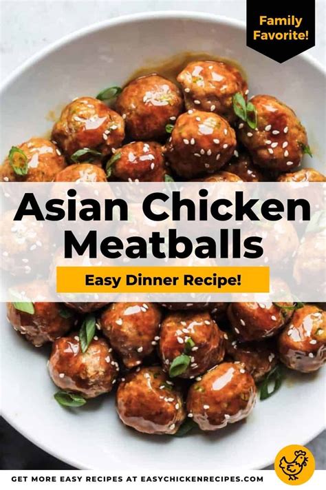 Asian Chicken Meatballs Easy Dinner Recipe Chicken Dinner Recipes Chicken Meatball Recipes