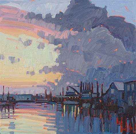 Harbor Sunset Oil Painting