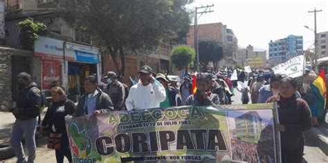 Cocaleros de Adepcoca marchan a plaza Murillo y la Policía establece