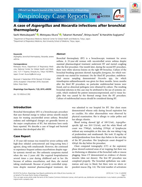 PDF A Case Of Aspergillus And Nocardia Infections After Bronchial