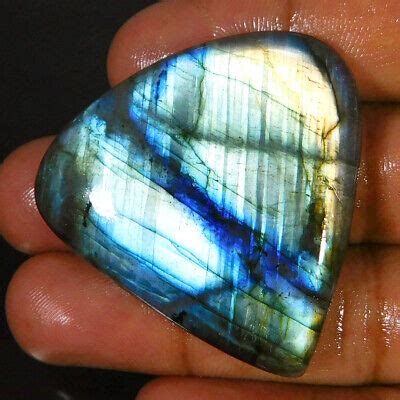 Natural Flamboyant LABRADORITE Pear Cabochon 40x41x07 Mm Loose Gemstone