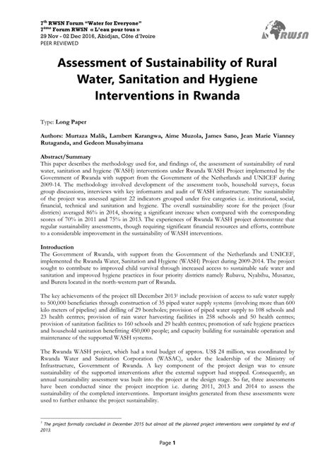 Pdf Title Assessment Of Sustainability Of Rural Water Sanitation