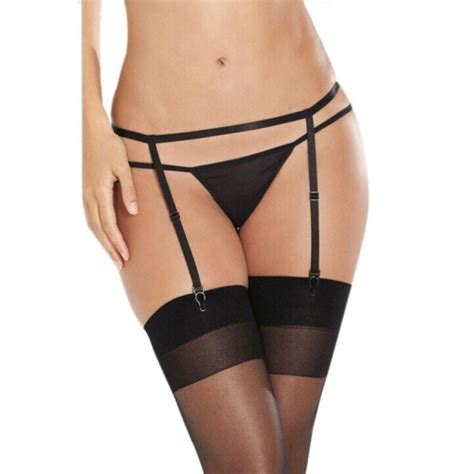Sexy Lingerie Sexy Women Suspender Garter Belt G String Thong Set For Stocking Black