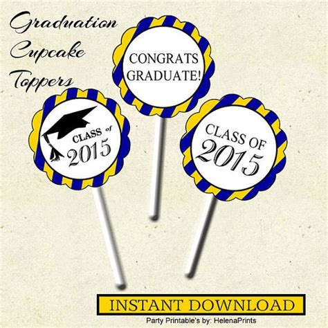 2015 Graduation Printable Cake Topper Blue And By Helenaprints