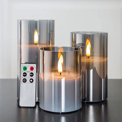 Buy Eywamage Glass Flameless Candles With Remote Battery Operated